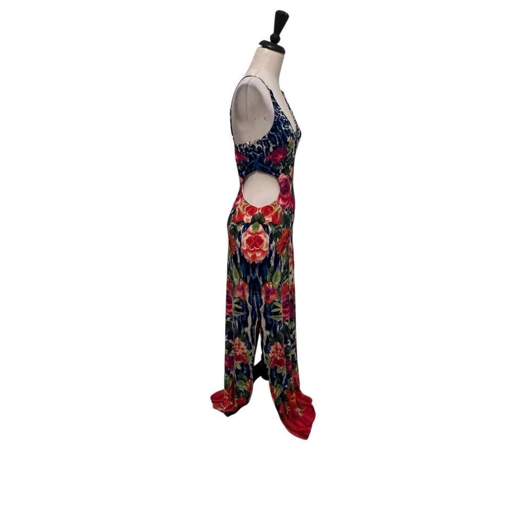 SieverGate Womens Floral Lattice Slit Cutout Maxi Dress Multicolor Medium